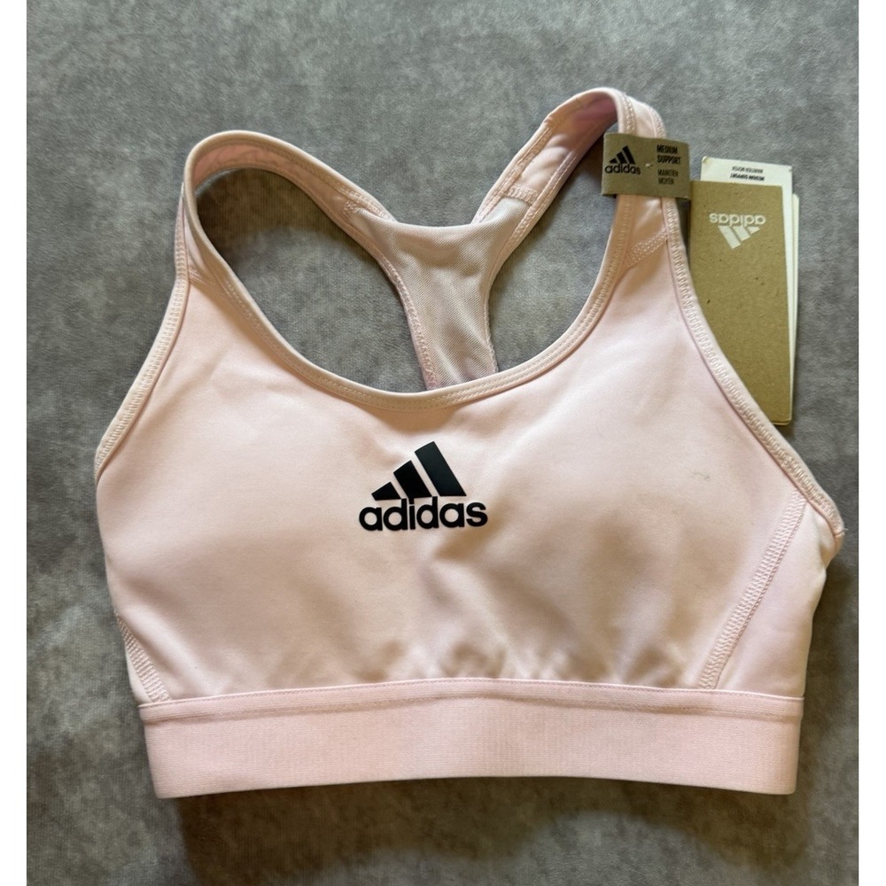 Adidas Aeroready Pink XS A Sports Bra, Racerback Padded Wireless Medium Support